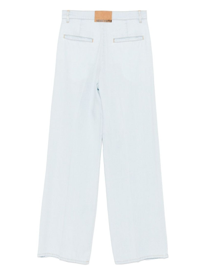 Semi Couture Relaxed Wide-Leg Trousers In Soft Lyocell