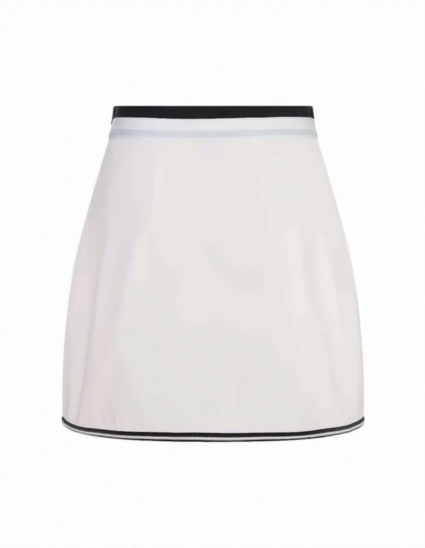 Moncler Wrap-Style Mini Skirt With Contrasting Trim And Emblem Detail