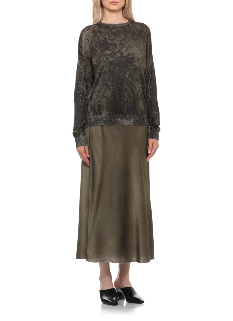 Avant Toi Green Patterned Fabric Long-Sleeve Sweater