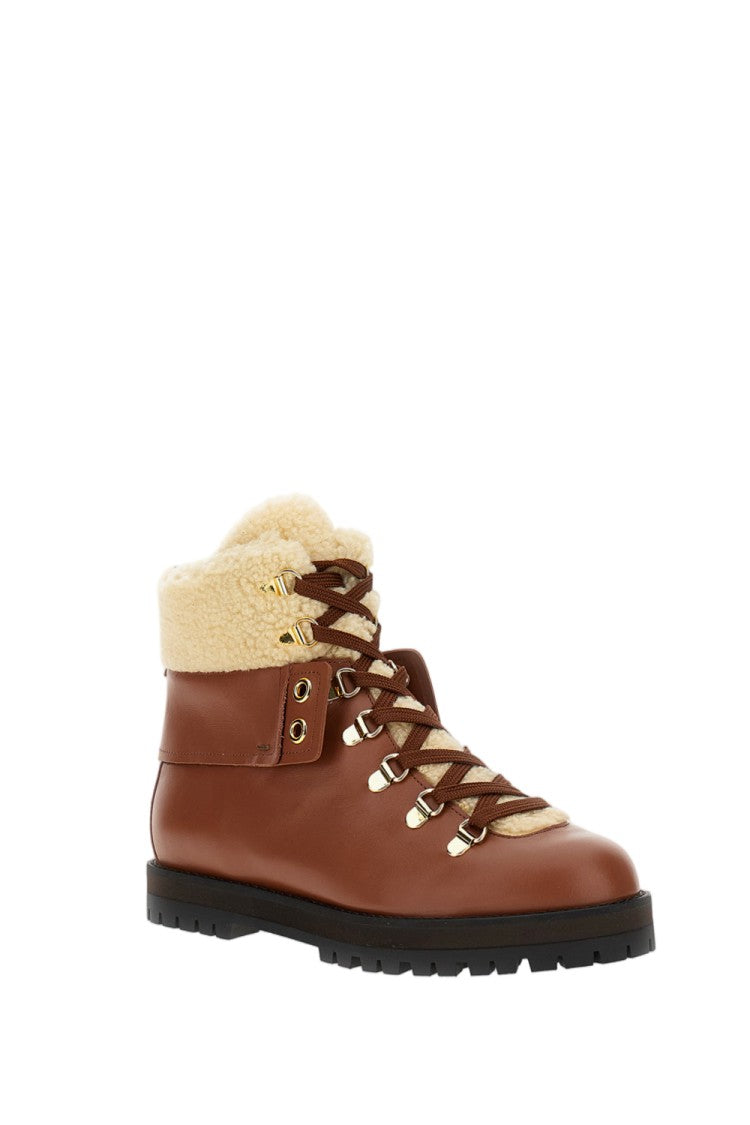 Odissi Calfskin Hiking Boot With Wool Lining And Gold Eyelets