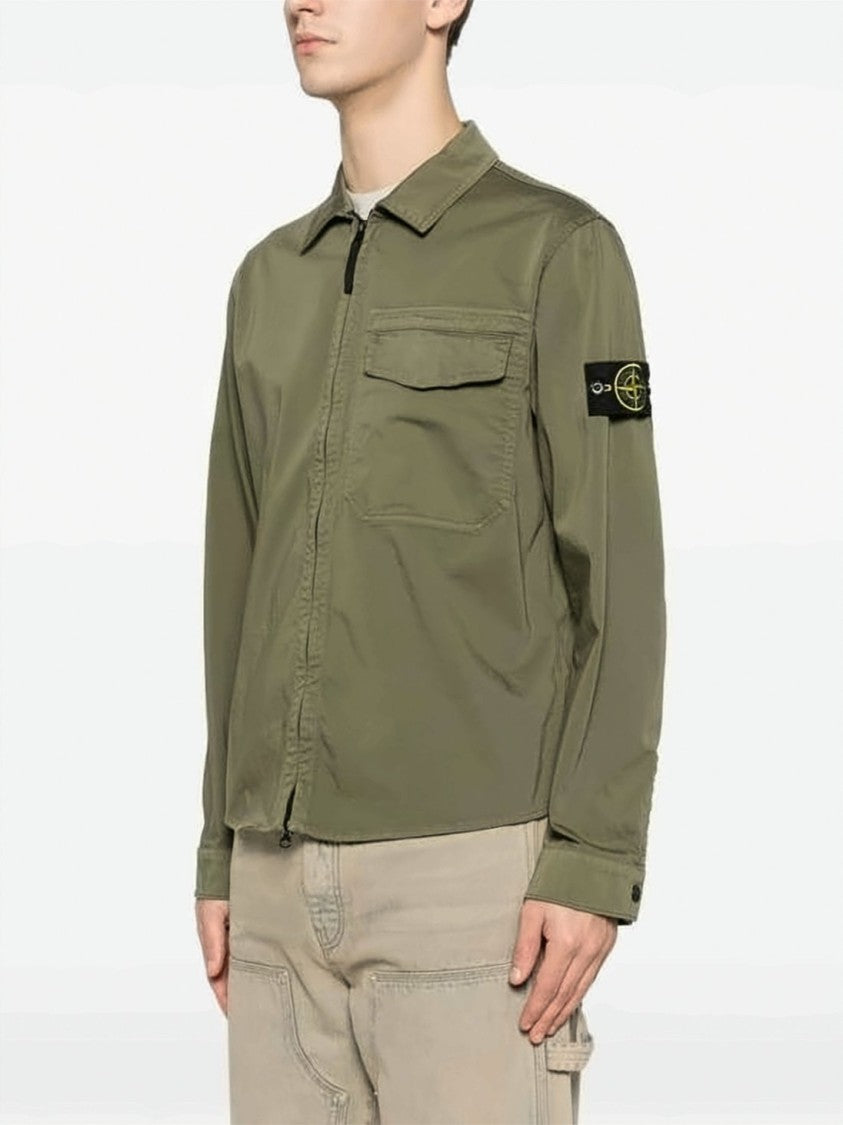 Stone Island Minimalist Front-Zip Jacket With Branded Patch Detail