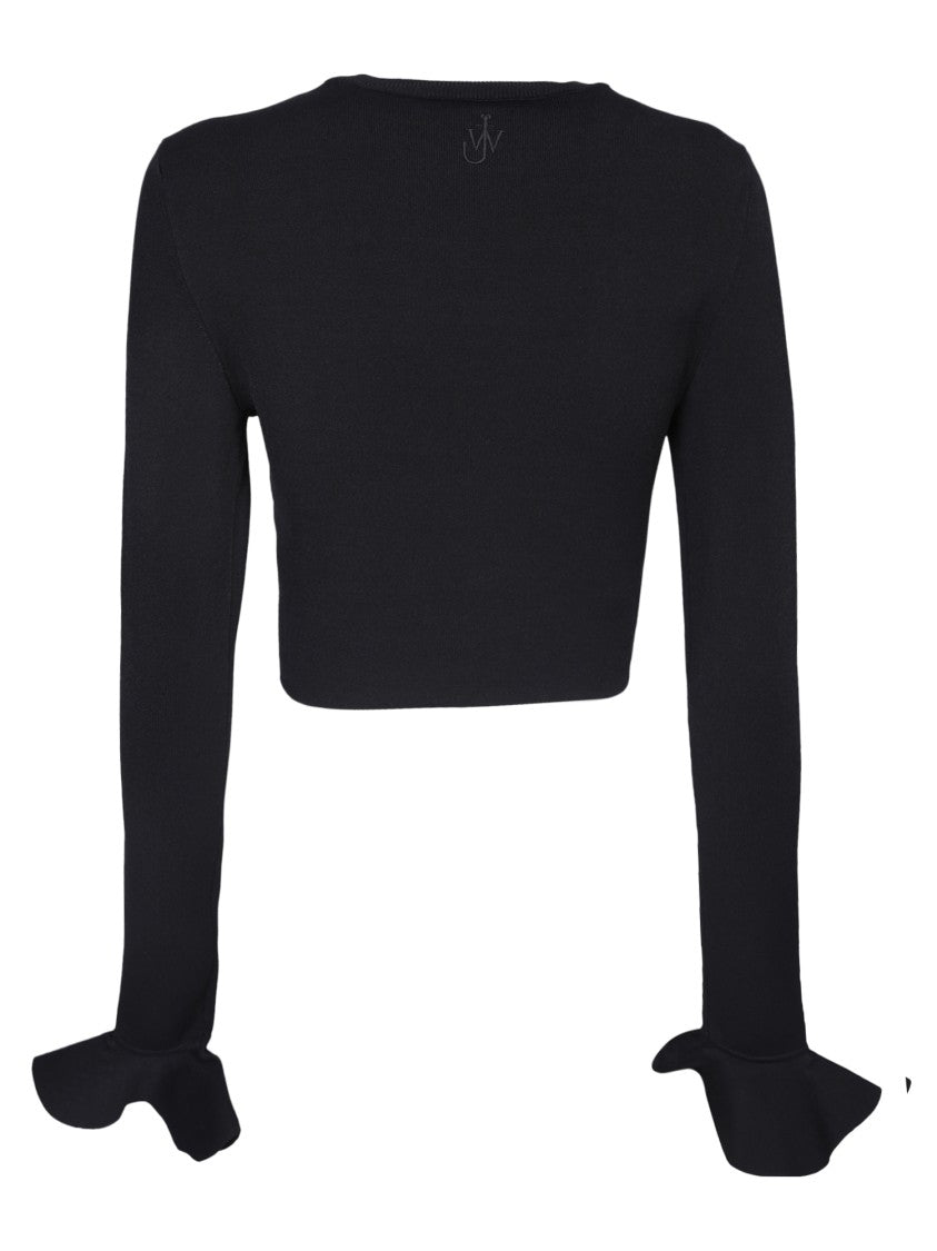 J. W. Anderson Cropped Black Knitwear With Ruffled Cuffs