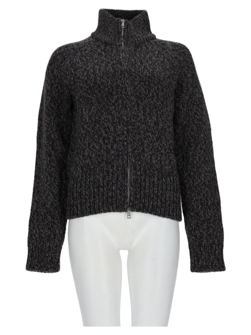 Our Legacy Chunky Knit Sweater With High Collar And Zipper Closure