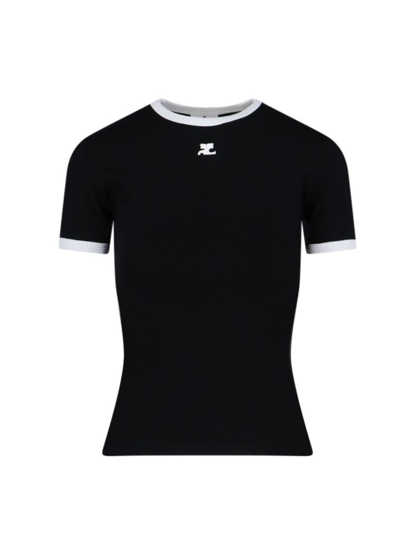 Courrèges Black Cotton Logo T-Shirt