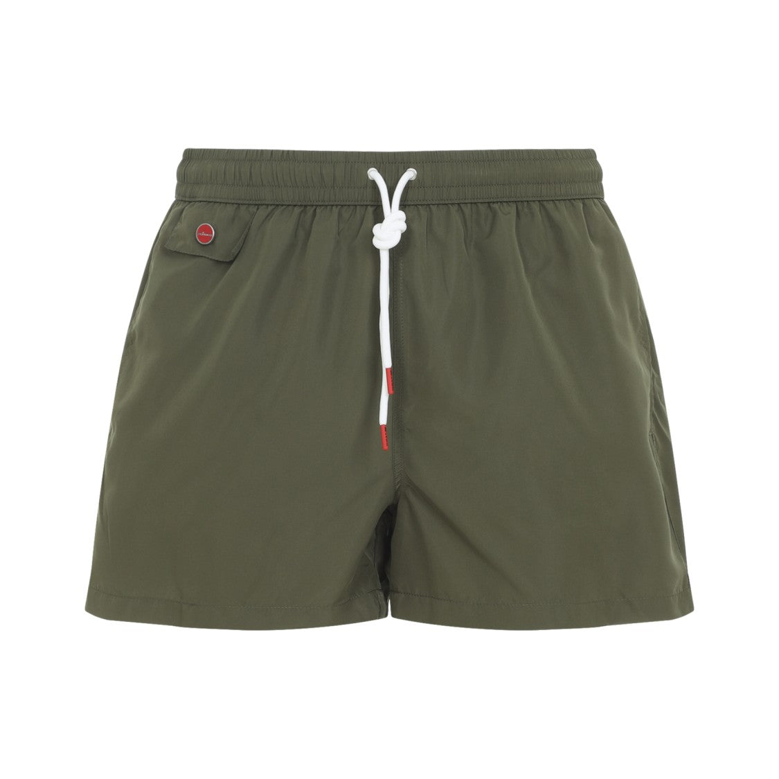 Kiton Military Green Polyester Swim Shorts