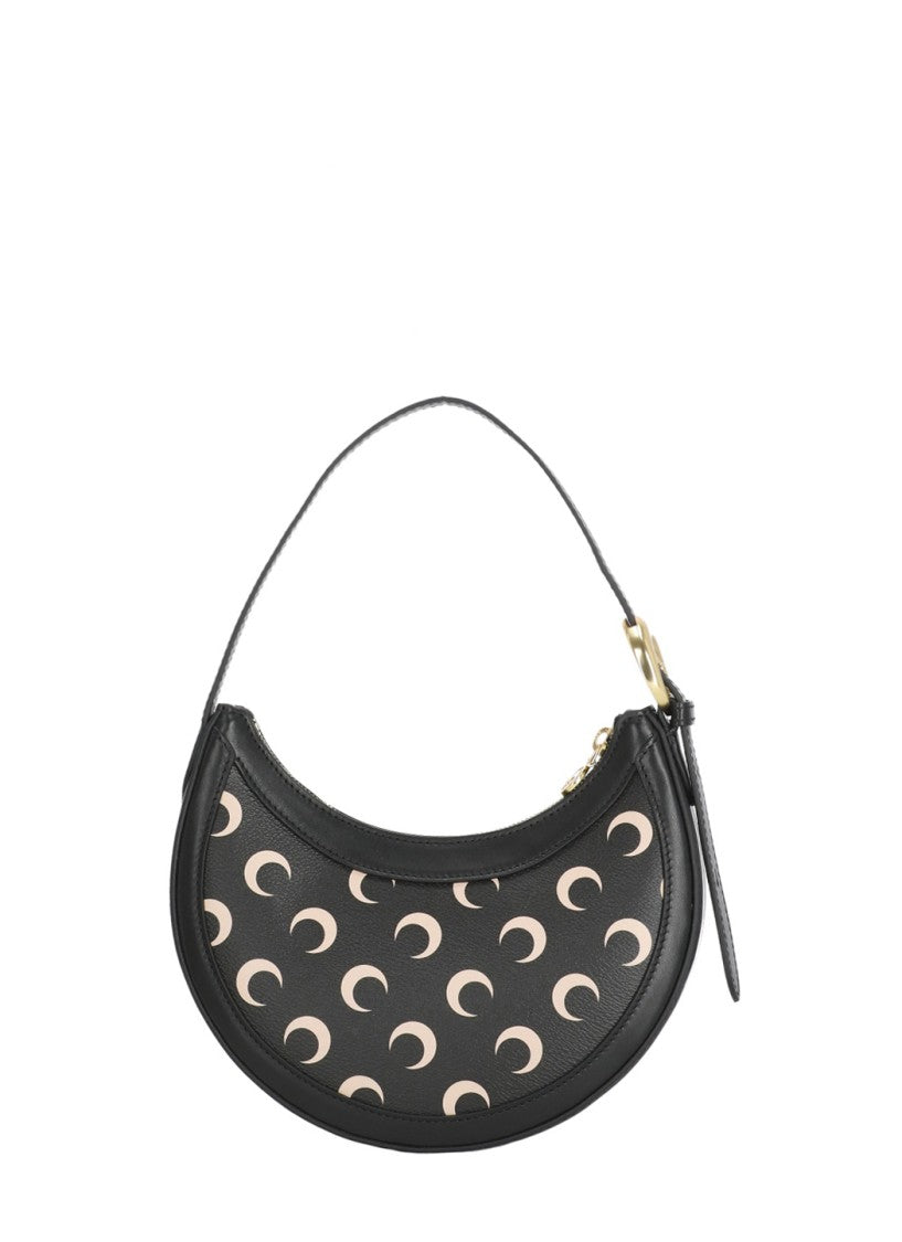 Marine Serre Crescent-Shaped Leather Shoulder Bag With Adjustable Handle