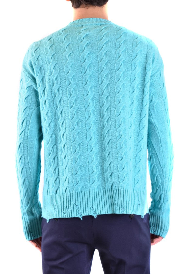 Laneus Cable Knit Sweater In Sky Blue