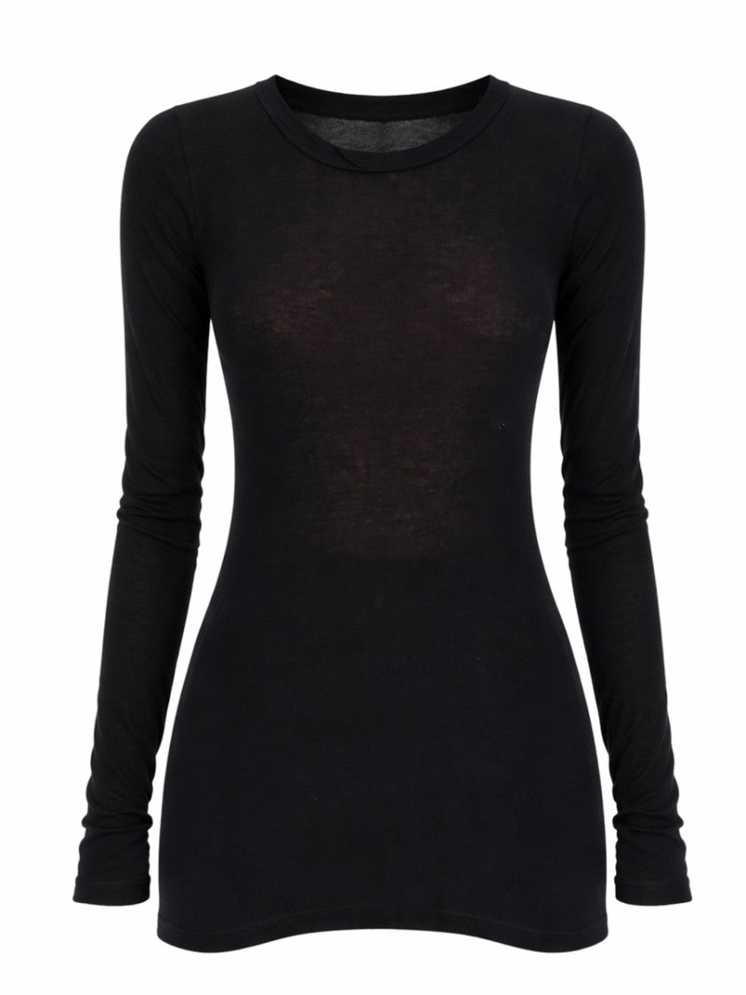 Rick Owens Black Sheer Center Back Seam T-Shirt