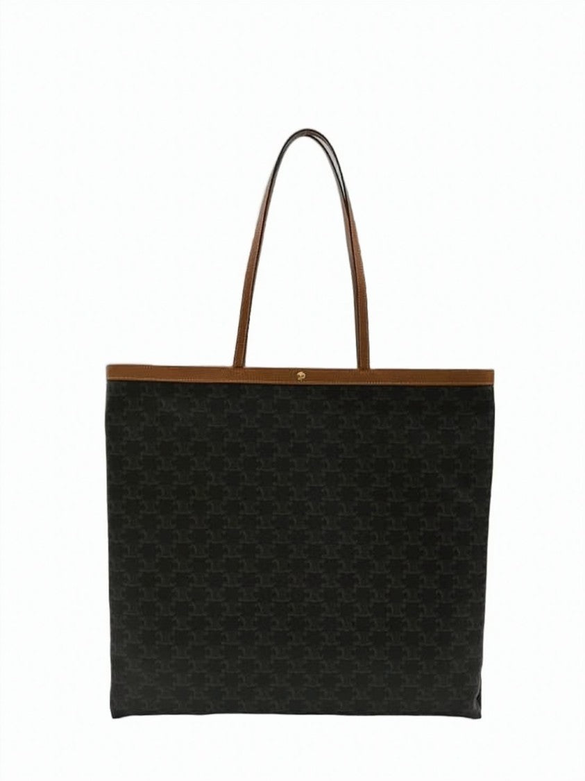 Celine Spacious Tote Bag Featuring Calf Leather And Canvas Construction