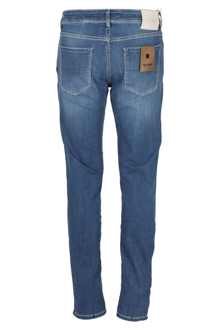 Re-Hash Medium Blue Denim Jeans With Classic Tailored Fit