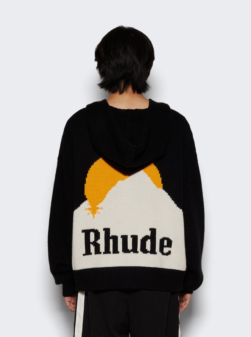 Rhude Moonlight Knit Zip-Up Hoodie Black