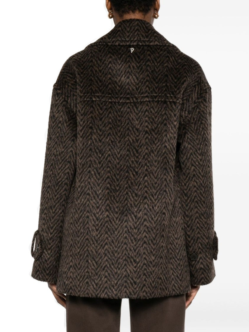 Dondup Tailored Brown Coat With Wide Lapel