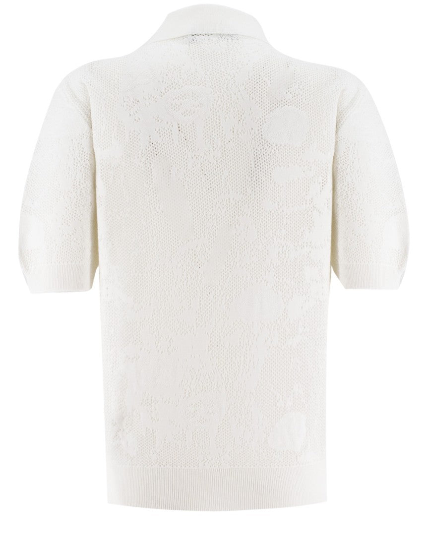 Fabiana Filippi Textured Jacquard Print Cotton Polo Shirt