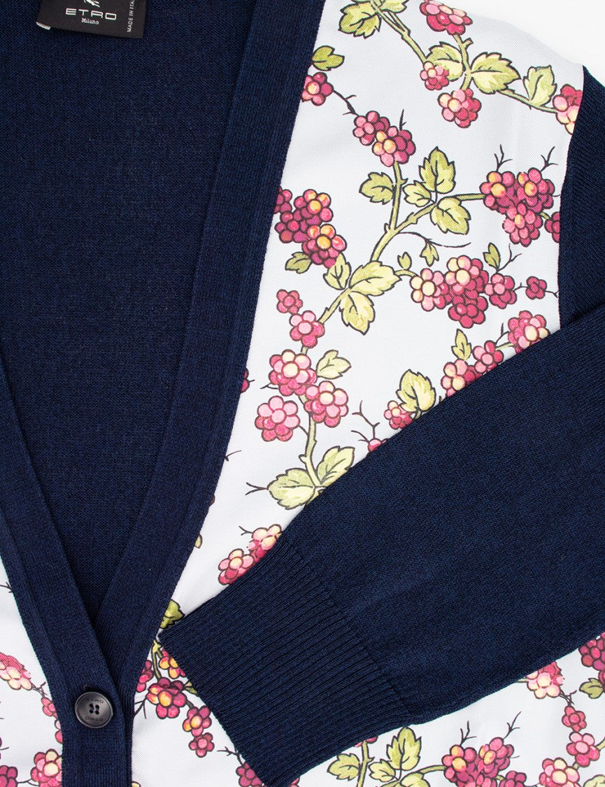 Etro Blue Cotton Blend Cardigan
