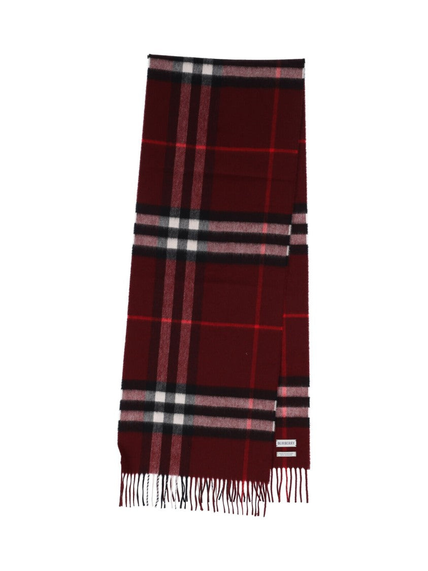 Burberry "Check" Scarf, In Red Brushed Cashmere, Bordeaux Shade