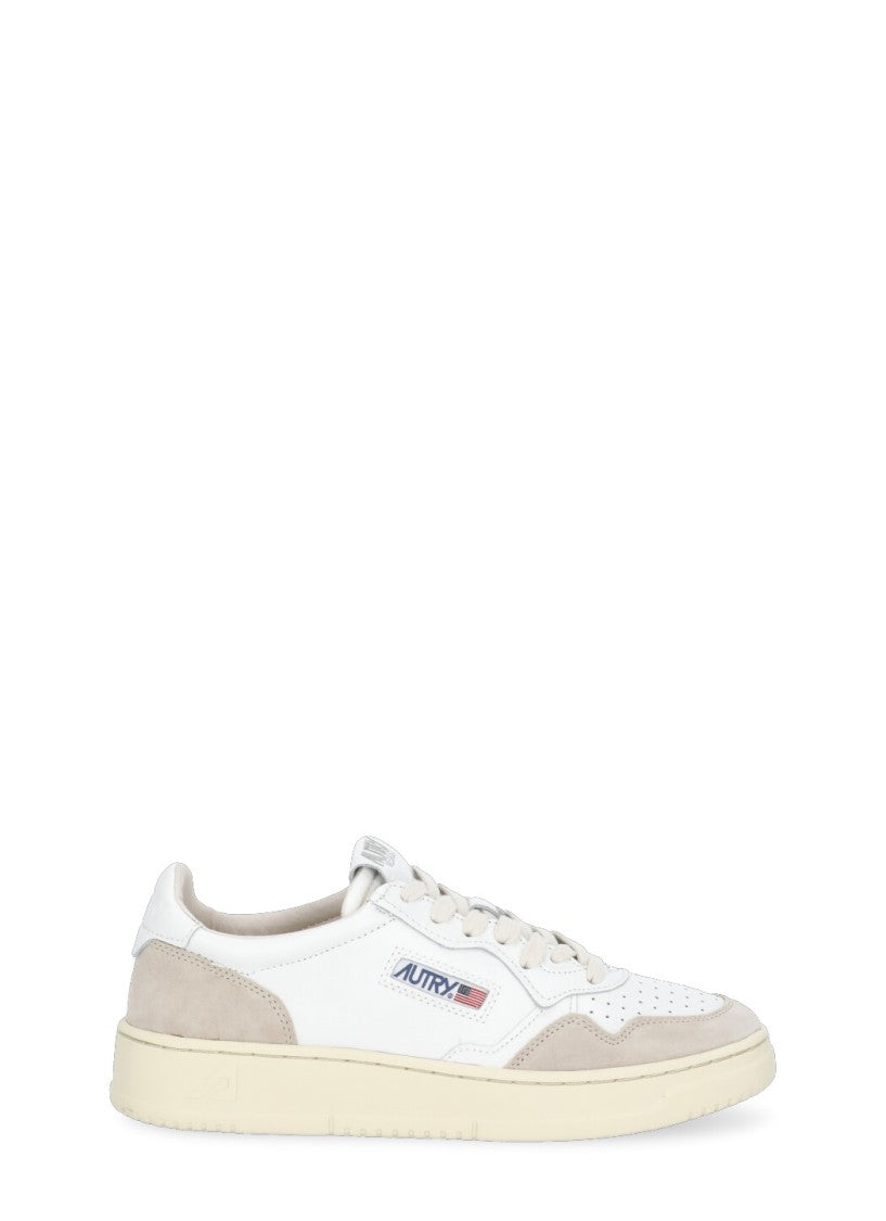 Autry White Medalist Low Leather-Blend Sneakers