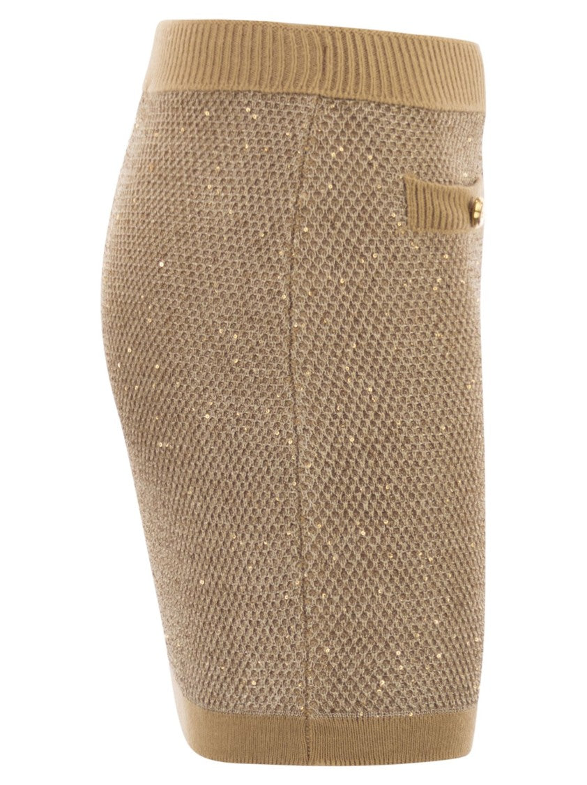 Elisabetta Franchi Knitted Skirt With Sequins