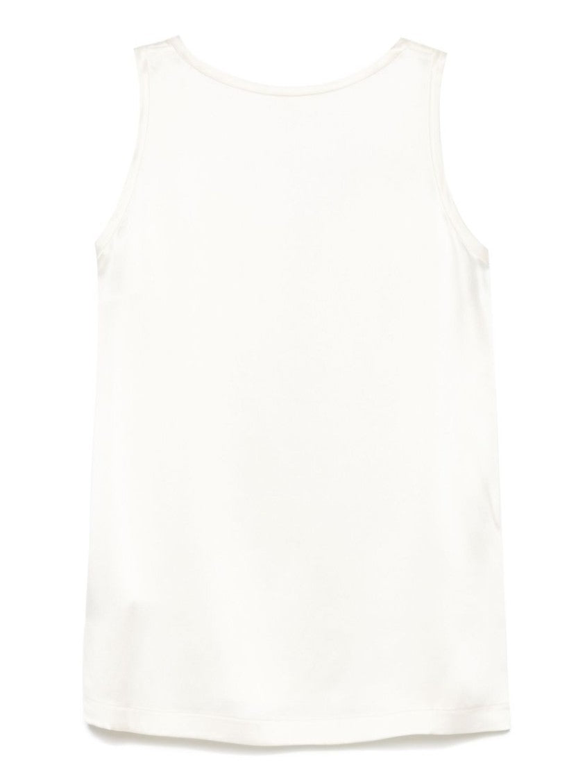 Lisa Yang White Scoop Neck Silk Tank Top
