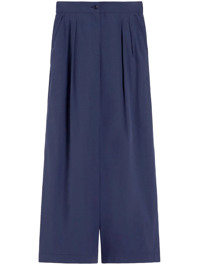Max Mara High-Waisted Pleated Wide-Leg Trousers In Blue