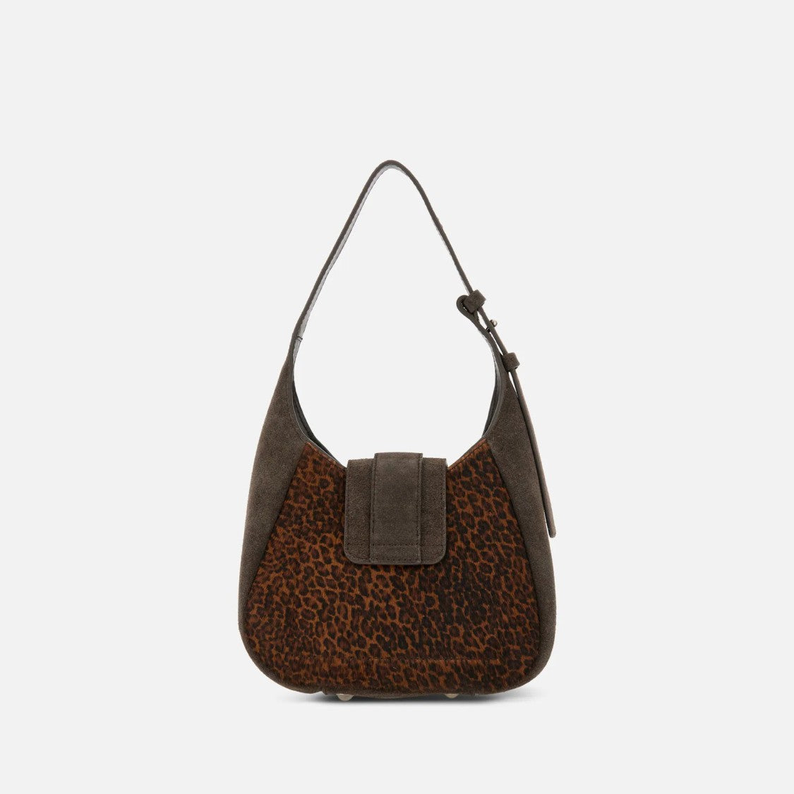 Hogan Leopard Print Suede Curved Medium Shoulder Bag