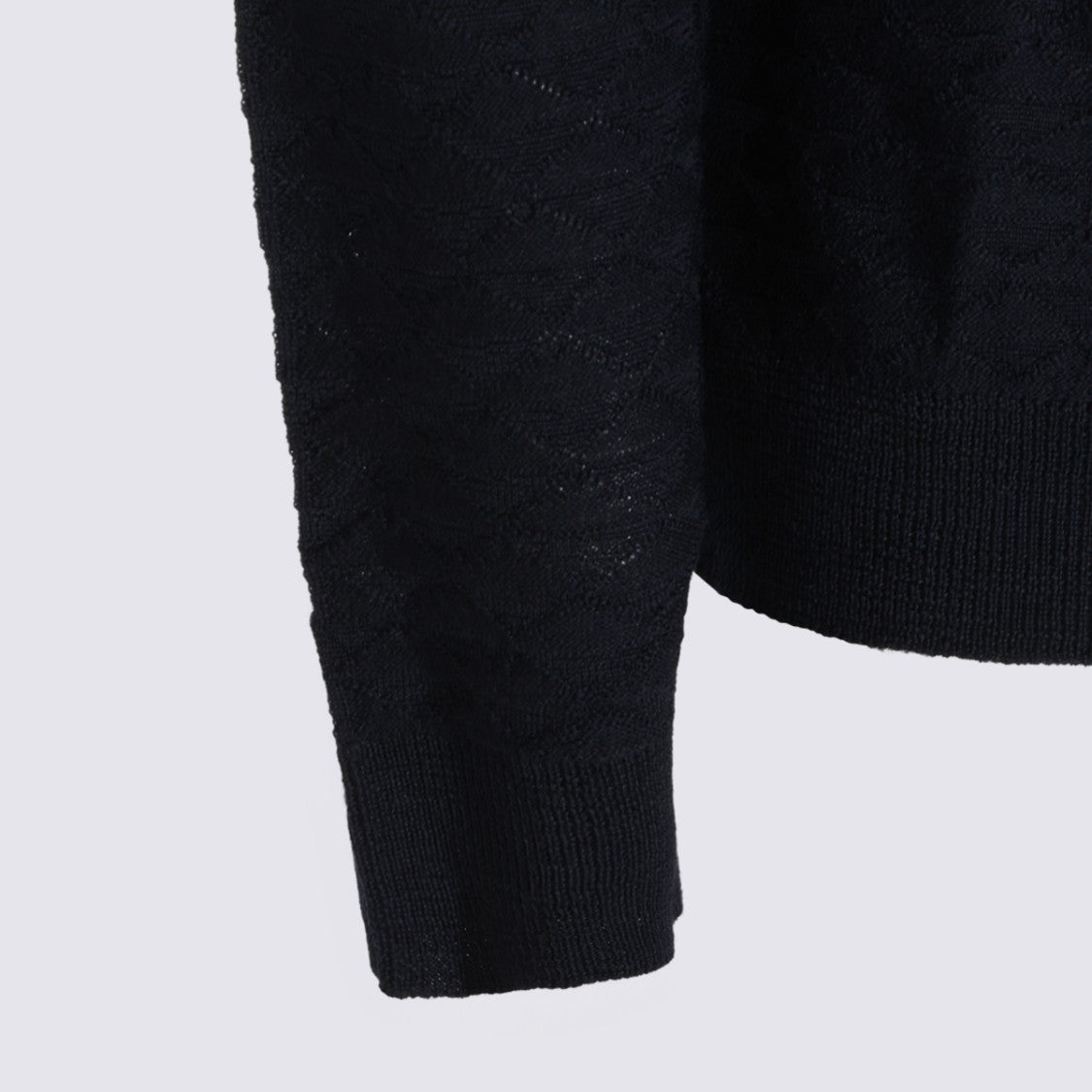 Giorgio Armani Textured Knit Sweater With Crew Neckline And Ribbed Finishes
