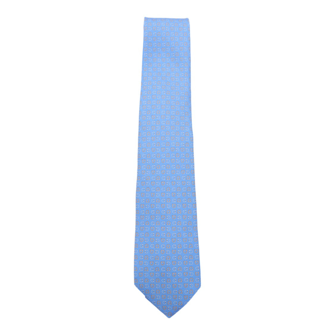 Ferragamo Light Blue Tie With Geometric Pattern