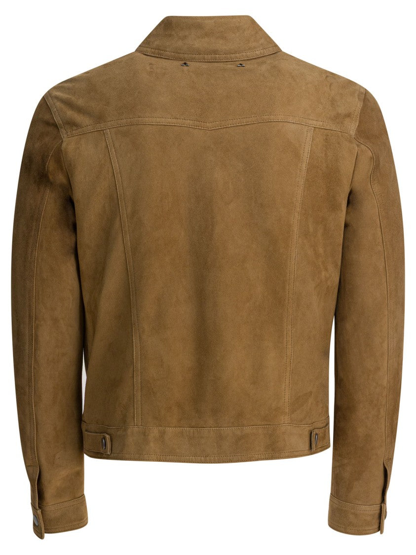 Altum Beige Cow Leather Jacket With Structured Collar