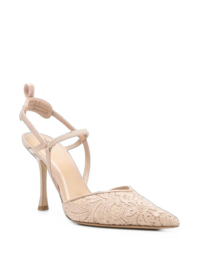 Fendi Very Colibri Lace Slingback Pumps