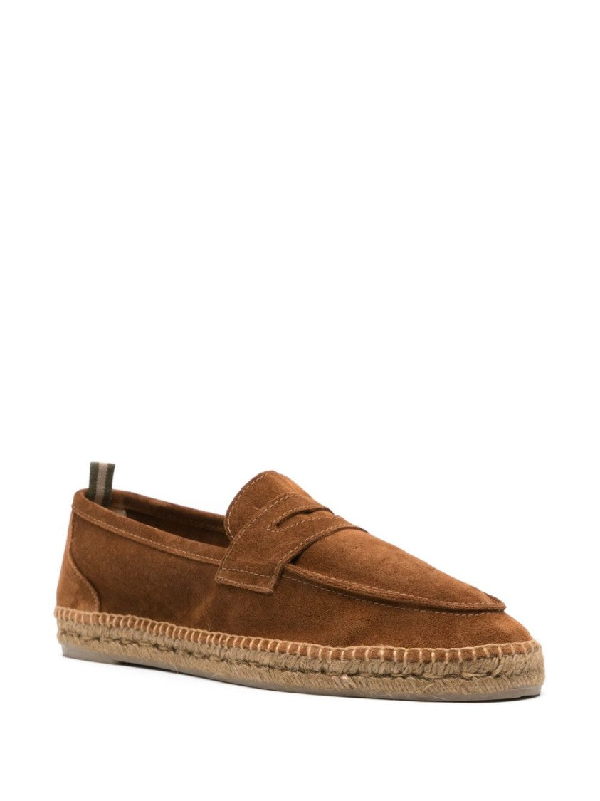 Castaner Brown Suede Low-Profile Espadrilles With Stitched Jute Sole