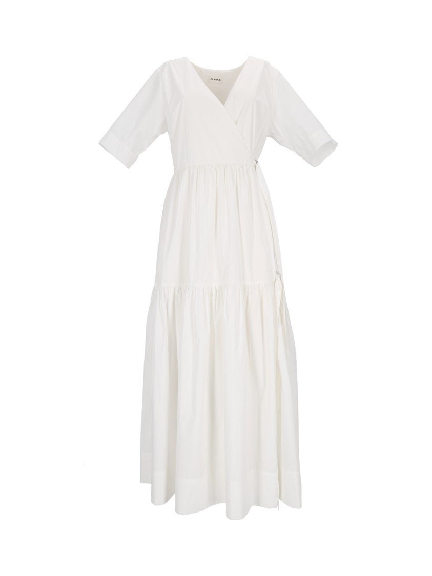 P.A.R.O.S.H. Wrap Style Tiered Belted Midi Dress