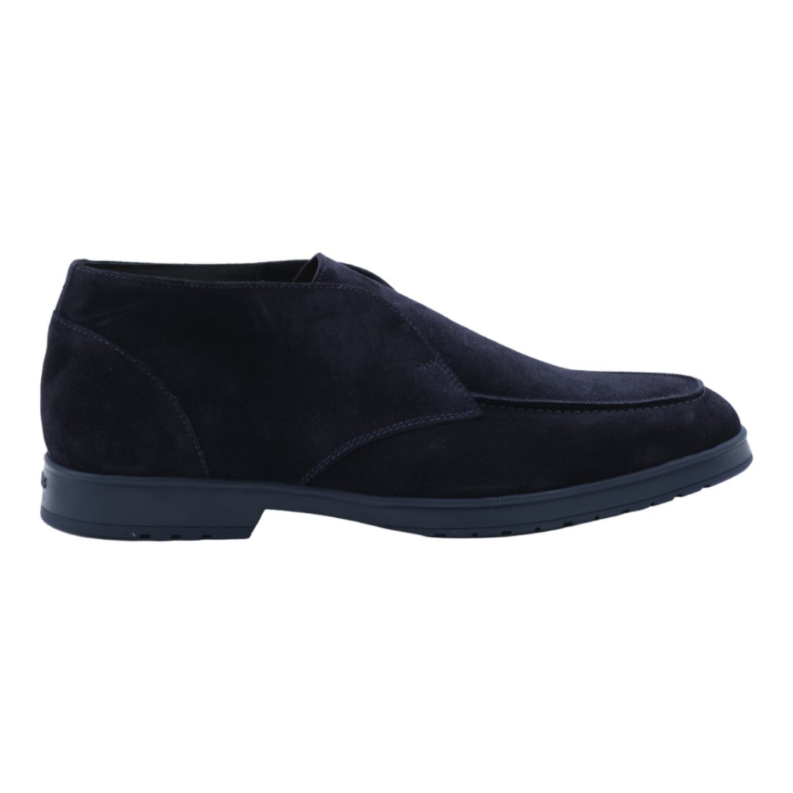 Doucal's Minimalist Black Suede Boots With Moc Toe Detail