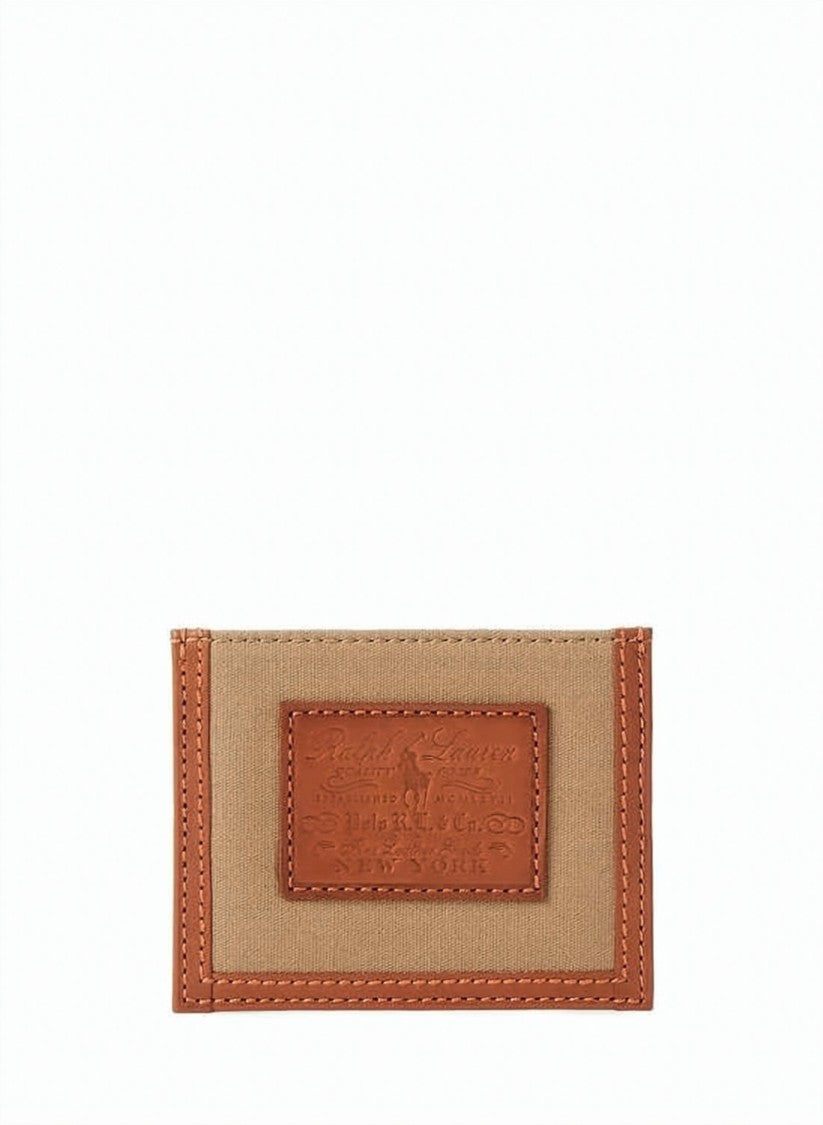 Polo Ralph Lauren Beige Fabric Wallet With Calf Leather Trim