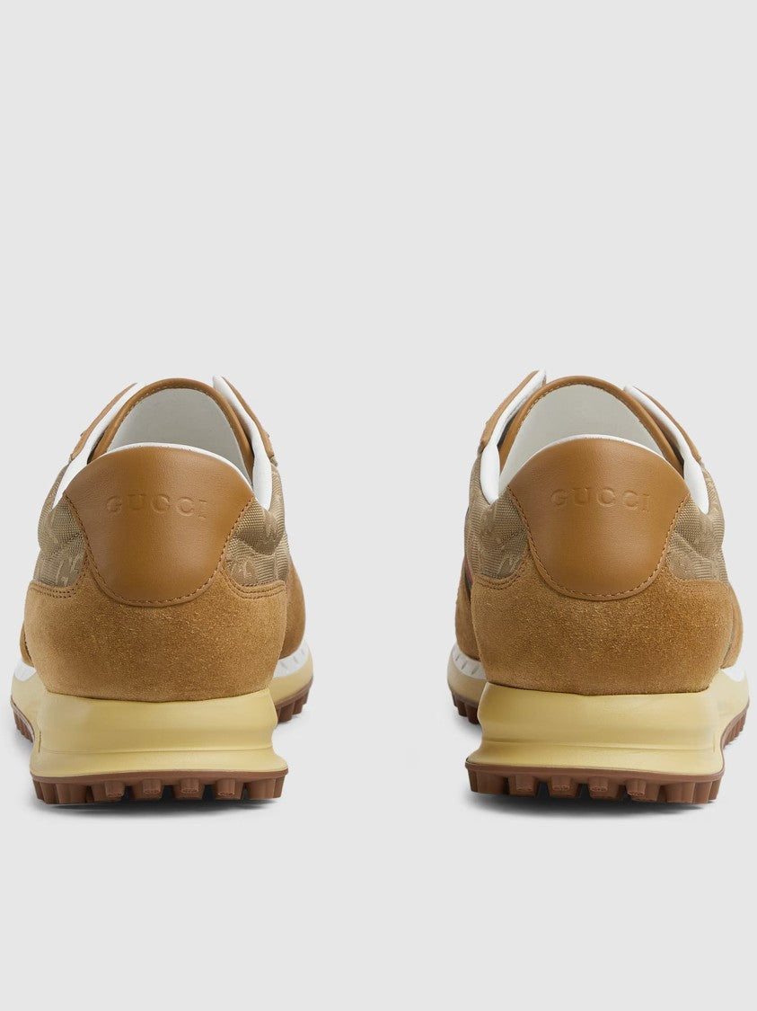 Gucci Tan Nora Suede Fabric Retro Sneakers