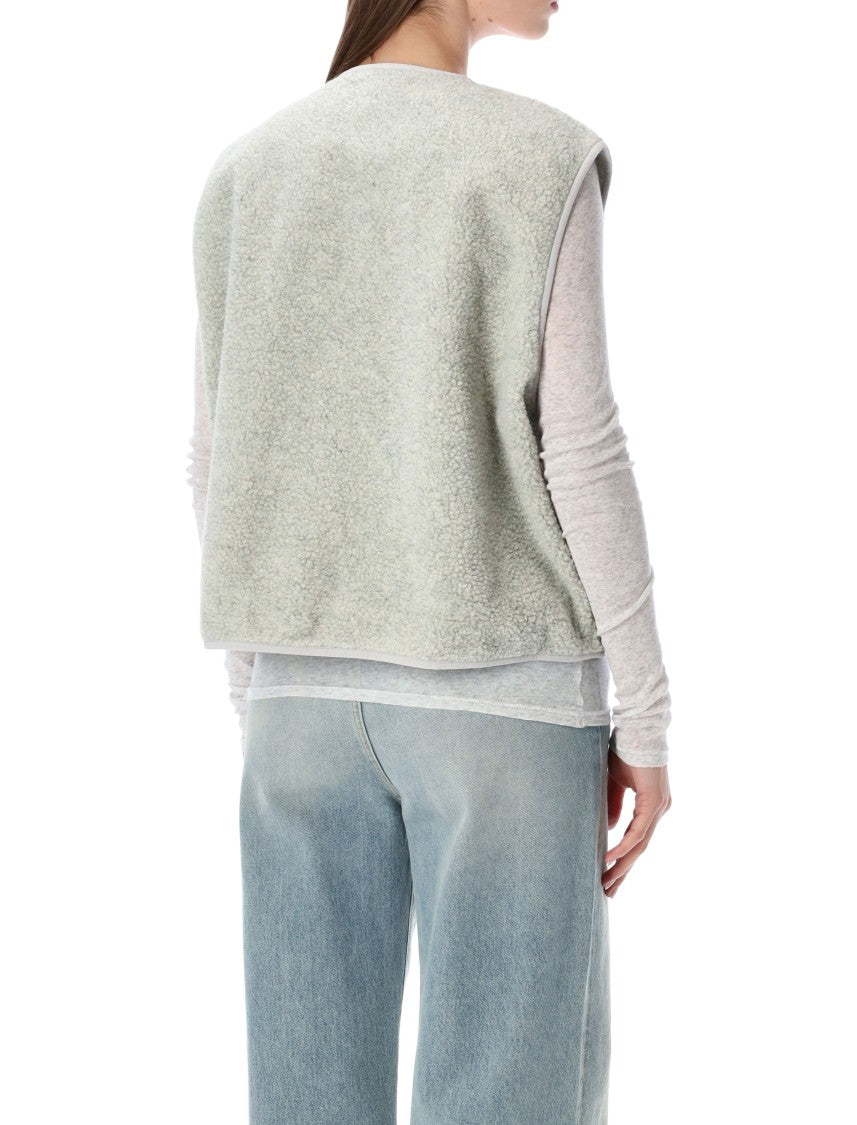 American Vintage Grey Hok Town Pile Cropped Plush Fabric Gilet