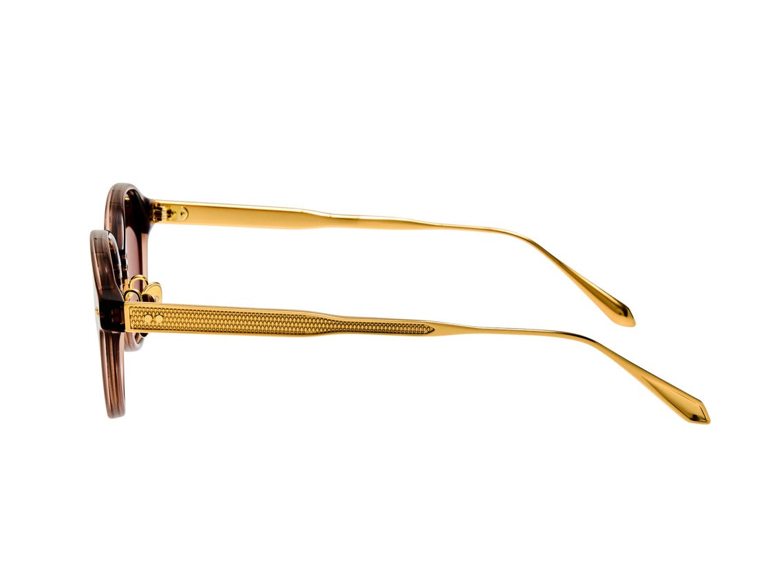 Linda Farrow Brown Lfl1535 Translucent Acetate Round Sunglasses