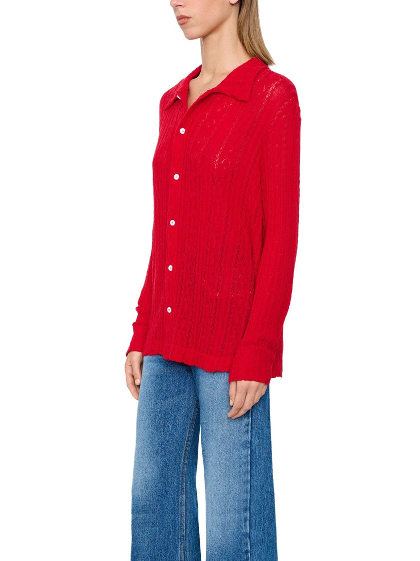 Séfr Textured Knit Shirt With Classic Collar