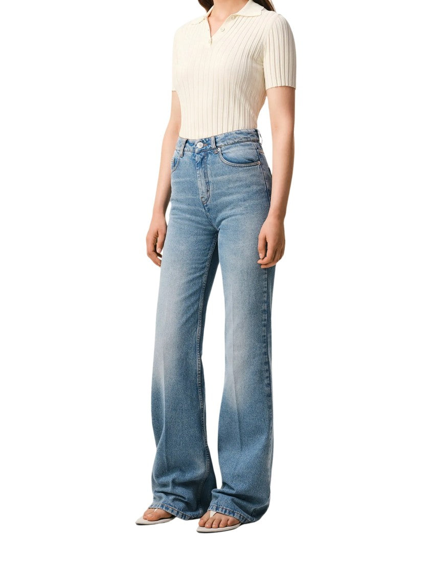 Ami Paris Blue High-Waist Flare Denim Jeans