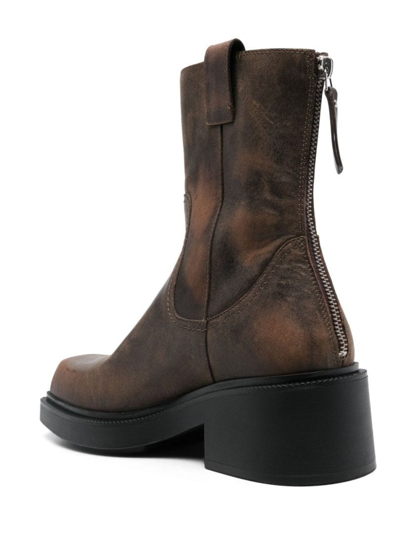 Vic Matié Vintage-Inspired Cookie Brown Ankle Boots