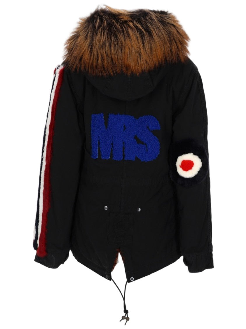 Mr & Mrs Italy Fur-Trimmed Hooded Parka With Bold Patches