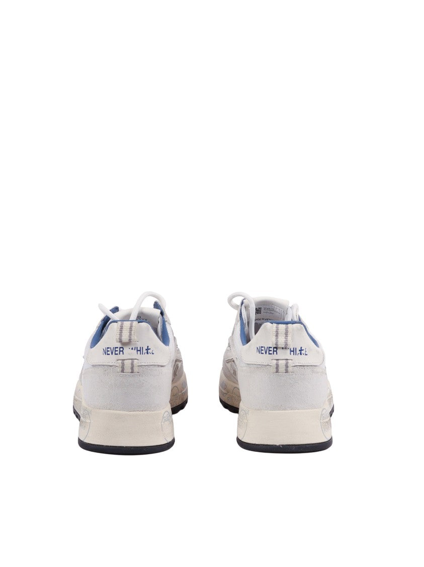 Premiata Nous White Mesh Leather Sneakers