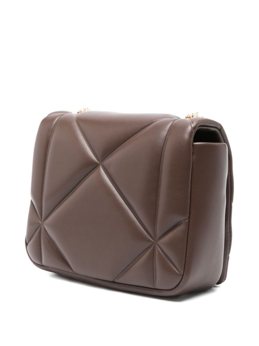 Love Moschino Quilted Brown Shoulder Bag With Gold-Tone Logo