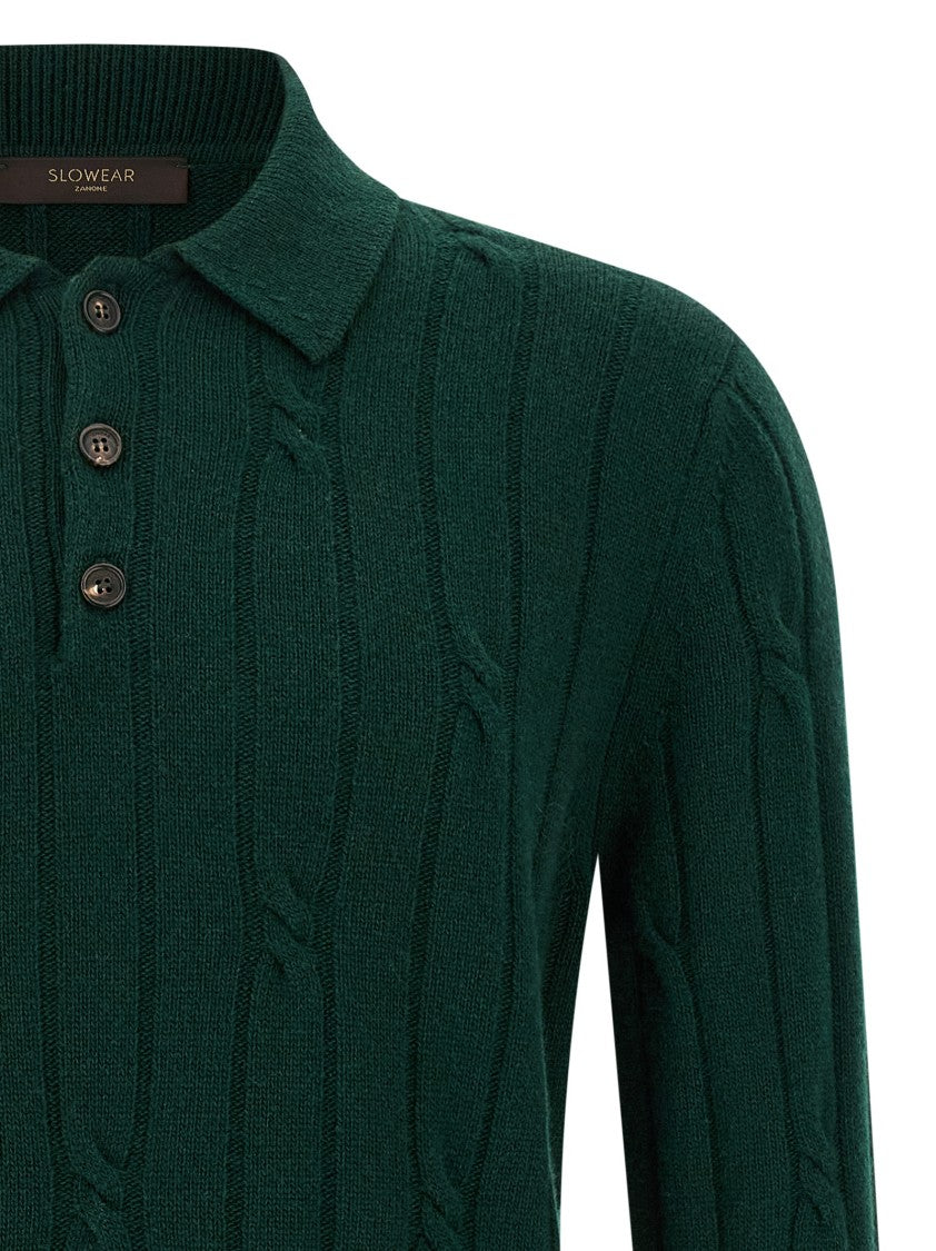 Zanone Braided Wool Polo Shirt