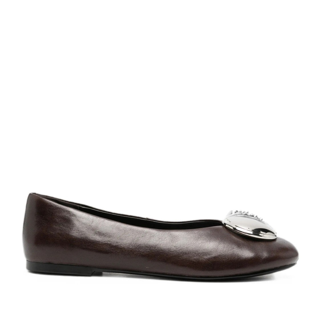 Adrianna Feretti Brown Silver Embellishment Leather Flats