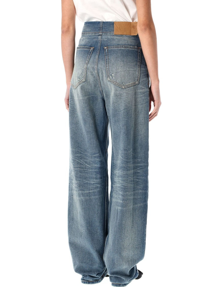 Mm6 By Maison Margiela High-Waisted Relaxed Fit Denim Pants