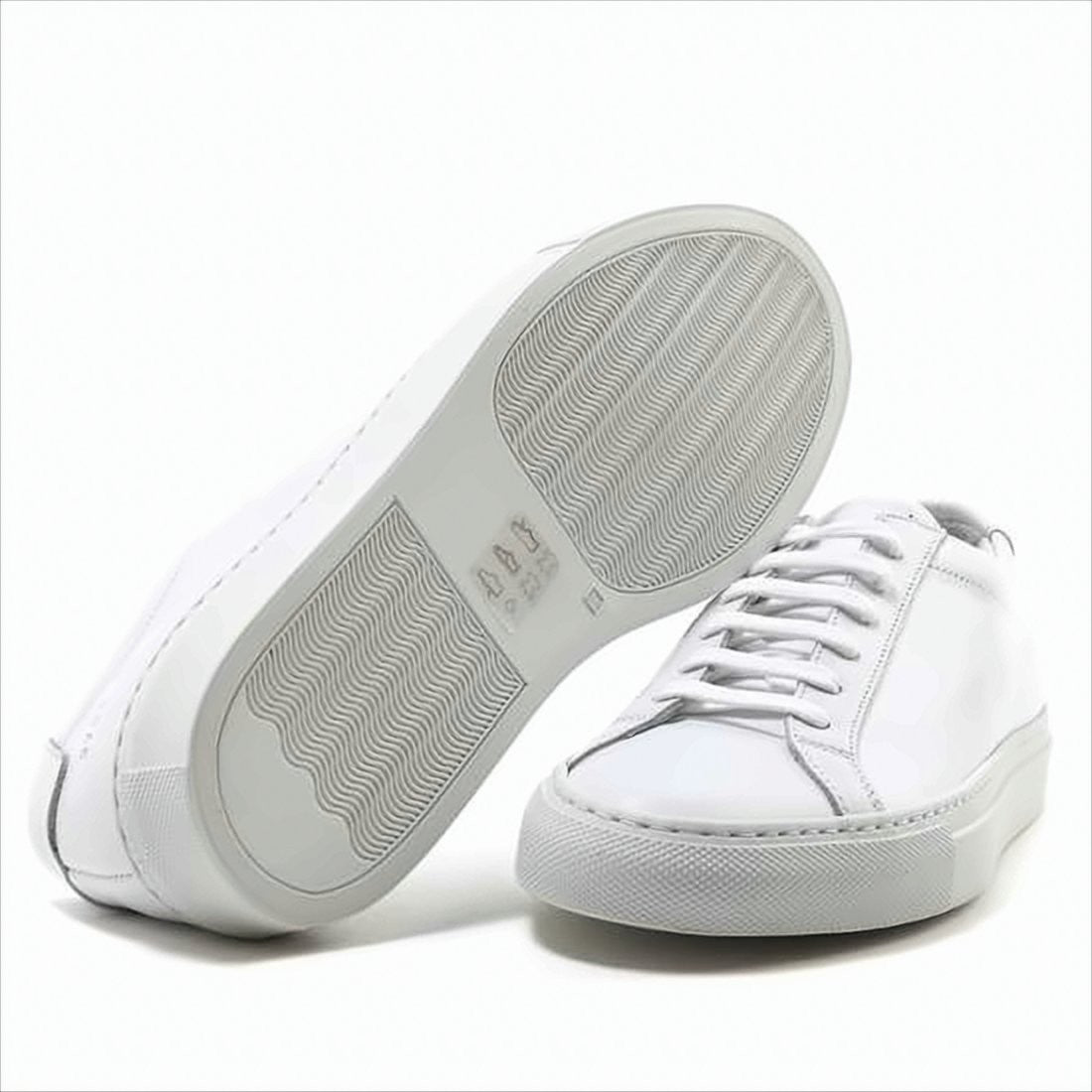 Common Projects White Cowhide Sneakers With Minimalist Design