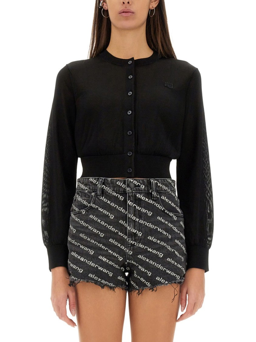 T By Alexander Wang Black Cropped Cardigan