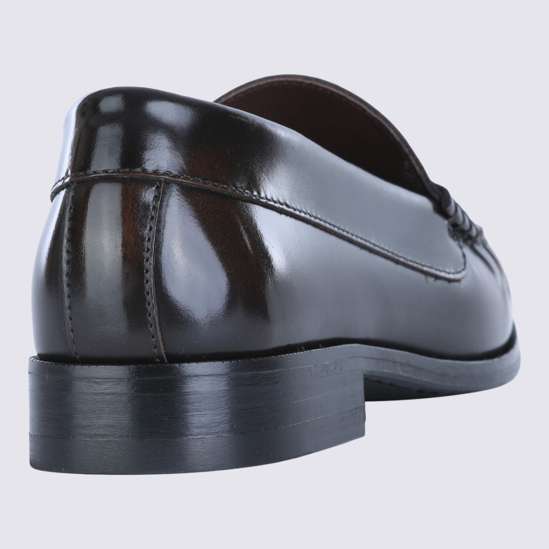 Alohas Timeless Black Leather Penny Loafers With Moccasin Stitching