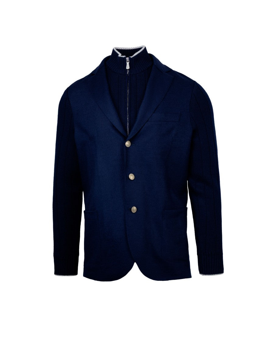Eleventy Blue Jacket With Bib Detail