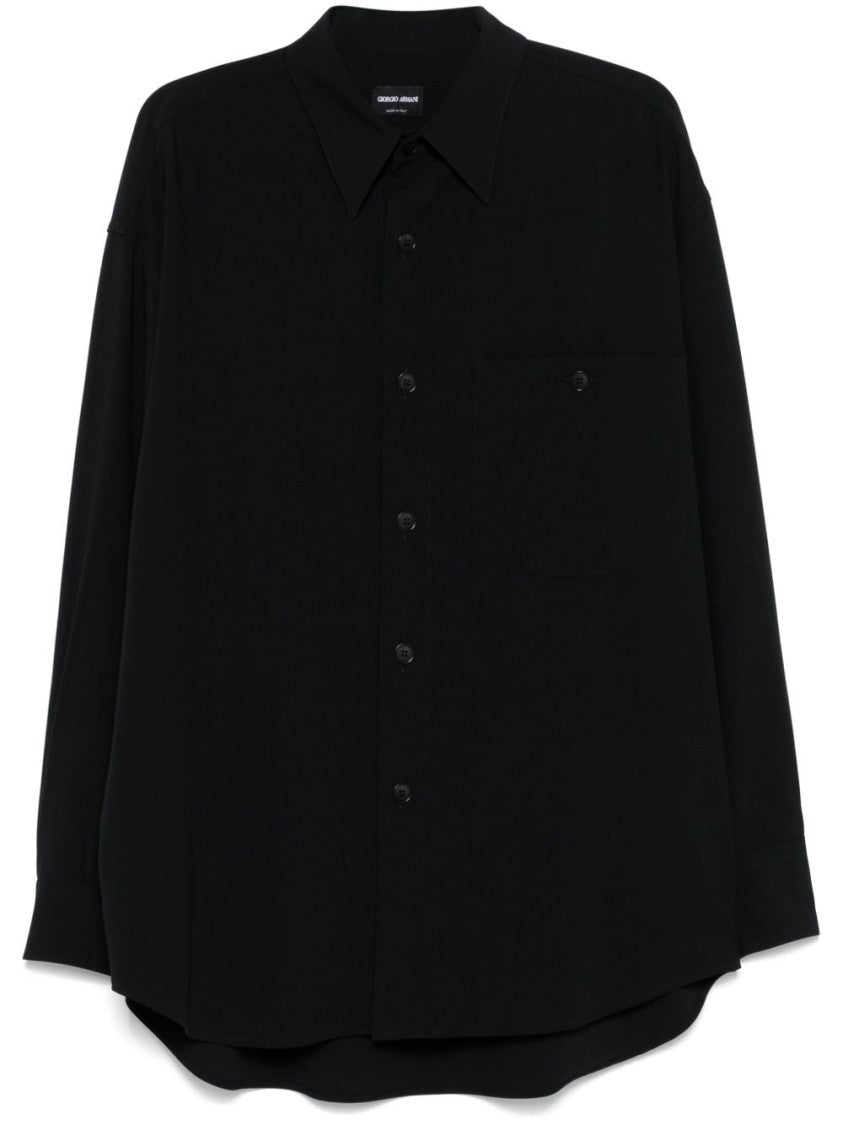 Giorgio Armani Midnight Blue Cotton Shirt With Classic Collar