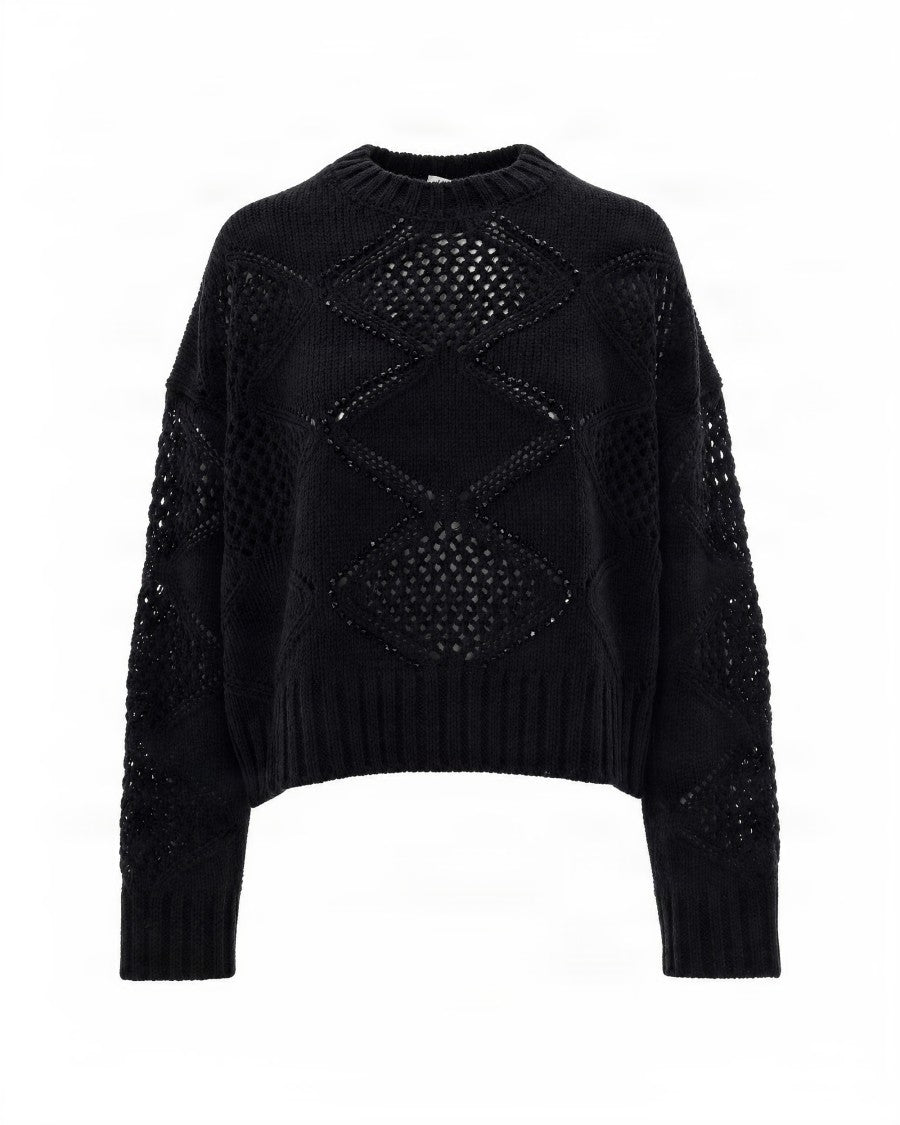 Liu Jo Black Diamond Argyle Knit Wool-Blend Sweater